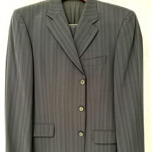Genuine Hugo Boss man’s suit. Finest. Black with fine white stripes
